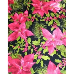 Patchworkstoff wunderschöne pinkfarbene Christrose auf schwarzem Hintergrund Maywood Studio