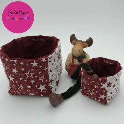 Patchwork-Utensilo Set Sterne Rot-Weiß – Handgemacht & Vielseitig