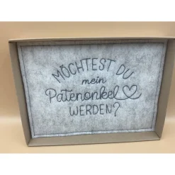 Patenanfrage.. Karte aus Filz,.. Geschenkbox ..zur Geburt, Taufe, Firmung, Konfirmation..