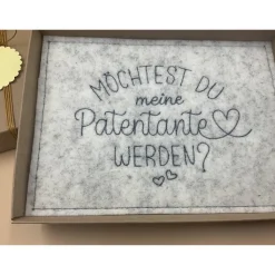 Patenanfrage.. Karte aus Filz,.. Geschenkbox ..zur Geburt, Taufe, Firmung, Konfirmation..