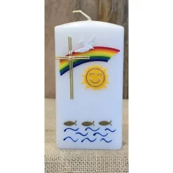 Patenkerze 15x6 - Sonne/Regenbogen