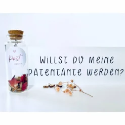 Patentante fragen / willst du meine Patentante werden? / Flaschenpost / Herz Anhänger/ Patin fragen/ Karte für Paten