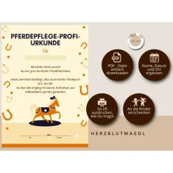 Perfekte Mitgebsel für Kindergeburtstag auf dem Reiterhof | Ideal für Pferdemädchen | Urkunde zum ausdrucken