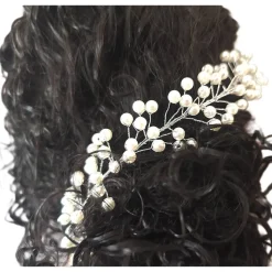 Perlen-Haarranke , Braut Haarschmuck, silber-weiss