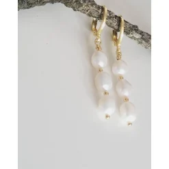 Perlenohrringe, Echte Süßwasserperlen Ohrringe, Hochzeitschmuck Gold mit Zirkonia,Braut Ohrringe,Vergoldete Ohrringe, Br