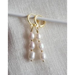 Perlenohrringe, Echte Süßwasserperlen Ohrringe, Hochzeitschmuck Gold mit Zirkonia,Braut Ohrringe,Vergoldete Ohrringe, Br