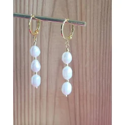 Perlenohrringe, Echte Süßwasserperlen Ohrringe, Hochzeitschmuck Gold mit Zirkonia,Braut Ohrringe,Vergoldete Ohrringe, Br