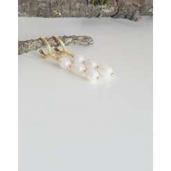 Perlenohrringe, Echte Süßwasserperlen Ohrringe, Hochzeitschmuck Gold mit Zirkonia,Braut Ohrringe,Vergoldete Ohrringe, Br