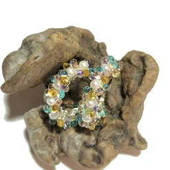 Perlenohrringe handgemachte 35 mm Ohrringe weiße Perlen Creolen Brautschmuck pastell Süßwasserzuchtperlen