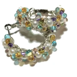 Perlenohrringe handgemachte 35 mm Ohrringe weiße Perlen Creolen Brautschmuck pastell Süßwasserzuchtperlen