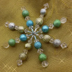 Perlenstern, Drahtstern, gold, silber, hellgrün, türkis, crystal, Weihnachtsdeko, Advent, Geschenk