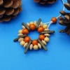 Perlenstern MIX, grün orange natur, Mix Keramik + Holz, Weihnachtsdekoration, Geschenkanhänger, Baumschmuck