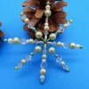 Perlenstern, Weihnachtsstern, Drahtstern, zartgrün weiß, Anhänger, Advent, Dekoration, Geschenkanhänger, Baumschmuck