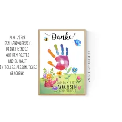 Persönliches  Abschiedsgeschenk Erzieherin Tagesmutter Kita Kindergarten Krippe Grundschule Lehrerin Handabdruck
