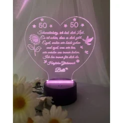 Persönliches Geschenk zum  Geburtstag - Happy Birthday mit LED Beleuchtung und Zahl personalisiert