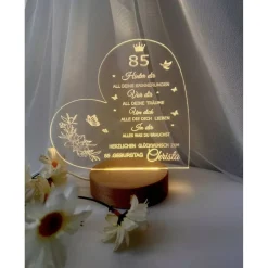 Persönliches Geschenk zum  Geburtstag - Happy Birthday mit LED Beleuchtung und Zahl personalisiert