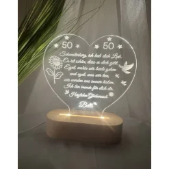 Persönliches Geschenk zum  Geburtstag - Happy Birthday mit LED Beleuchtung und Zahl personalisiert