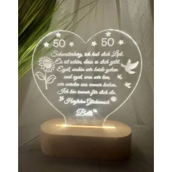 Persönliches Geschenk zum  Geburtstag - Happy Birthday mit LED Beleuchtung und Zahl personalisiert