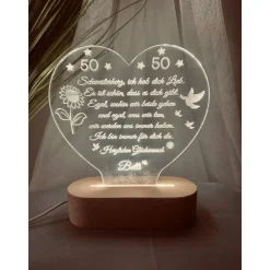 Persönliches Geschenk zum  Geburtstag - Happy Birthday mit LED Beleuchtung und Zahl personalisiert