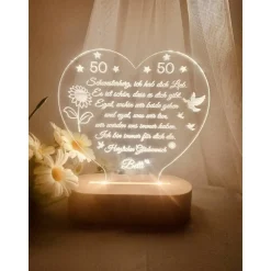 Persönliches Geschenk zum  Geburtstag - Happy Birthday mit LED Beleuchtung und Zahl personalisiert