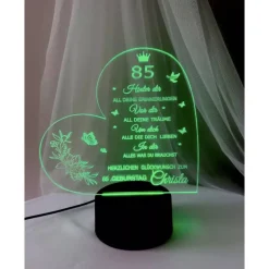 Persönliches Geschenk zum  Geburtstag - Happy Birthday mit LED Beleuchtung und Zahl personalisiert