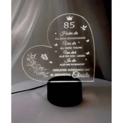 Persönliches Geschenk zum  Geburtstag - Happy Birthday mit LED Beleuchtung und Zahl personalisiert