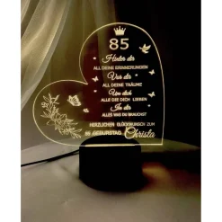 Persönliches Geschenk zum  Geburtstag - Happy Birthday mit LED Beleuchtung und Zahl personalisiert