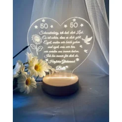 Persönliches Geschenk zum  Geburtstag - Happy Birthday mit LED Beleuchtung und Zahl personalisiert