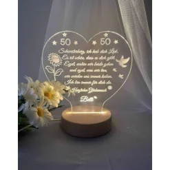 Persönliches Geschenk zum  Geburtstag - Happy Birthday mit LED Beleuchtung und Zahl personalisiert