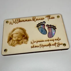 Personalisierbare gelaserte Geldgeschenkkarte aus Sperrholz – Das perfekte Geschenk zur Geburt oder Taufe!