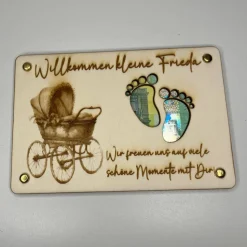 Personalisierbare gelaserte Geldgeschenkkarte aus Sperrholz – Das perfekte Geschenk zur Geburt oder Taufe!