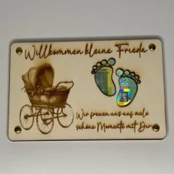 Personalisierbare gelaserte Geldgeschenkkarte aus Sperrholz – Das perfekte Geschenk zur Geburt oder Taufe!