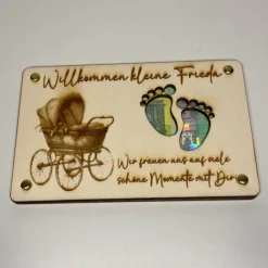 Personalisierbare gelaserte Geldgeschenkkarte aus Sperrholz – Das perfekte Geschenk zur Geburt oder Taufe!