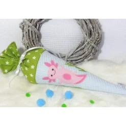 Personalisierbare Geschwistertüte/Schultüte mit Axolotl – 35cm oder 70cm – Bestickt, Kitatüte, Zuckertüte, Name, Wunschfarbe