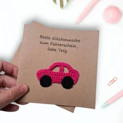 Personalisierbare Glückwunschkarte mit Auto – Für Kindergeburtstag, Führerschein & Geldgeschenk