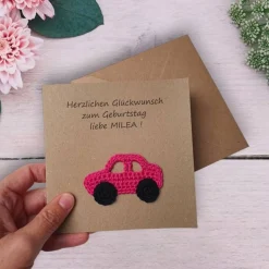 Personalisierbare Glückwunschkarte mit Auto – Für Kindergeburtstag, Führerschein & Geldgeschenk