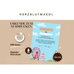Personalisierbare Urkunde in A4 für Freizeitpark-Ausflug - Perfekt für Kindergeburtstage oder Schulausflüge