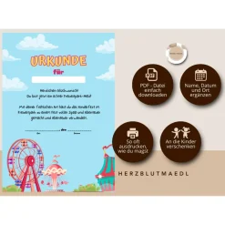 Personalisierbare Urkunde in A4 für Freizeitpark-Ausflug - Perfekt für Kindergeburtstage oder Schulausflüge