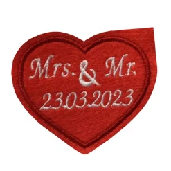 Personalisierbarer Filzherz Geschenkanhänger zur Hochzeit – Individuelle Geschenkverpackung aus Filz