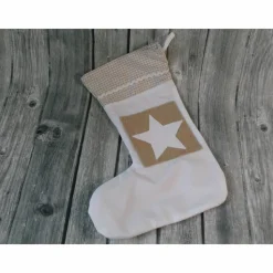 Personalisierbarer Nikolausstiefel aus Baumwolle und Jute – Weihnachtstiefel mit Namen