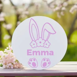 Personalisierbares Bügelbild mit Namen & Hasenohren // Perfekt zum Osterbasteln mit Kindern