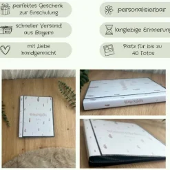 personalisierbares Fotoalbum zur Aufbewahrung von Klassenfotos im Kunststoff Hardcover, mit 20 dokumentenechten Folien