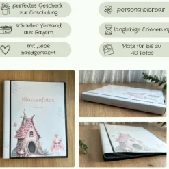 personalisierbares Fotoalbum zur Aufbewahrung von Klassenfotos im Kunststoff Hardcover, mit 20 dokumentenechten Folien
