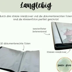 personalisierbares Fotoalbum zur Aufbewahrung von Klassenfotos im Kunststoff Hardcover, mit 20 dokumentenechten Folien