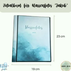 personalisierbares Fotoalbum zur Aufbewahrung von Klassenfotos im Kunststoff Hardcover, mit 20 dokumentenechten Folien