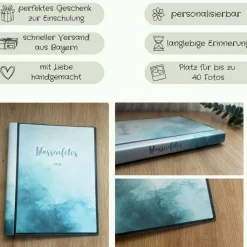 personalisierbares Fotoalbum zur Aufbewahrung von Klassenfotos im Kunststoff Hardcover, mit 20 dokumentenechten Folien