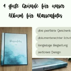personalisierbares Fotoalbum zur Aufbewahrung von Klassenfotos im Kunststoff Hardcover, mit 20 dokumentenechten Folien