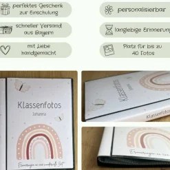 personalisierbares Fotoalbum zur Aufbewahrung von Klassenfotos im Kunststoff Hardcover, mit 20 dokumentenechten Folien