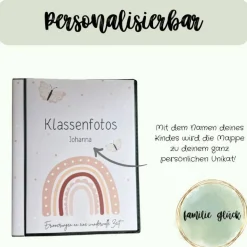personalisierbares Fotoalbum zur Aufbewahrung von Klassenfotos im Kunststoff Hardcover, mit 20 dokumentenechten Folien