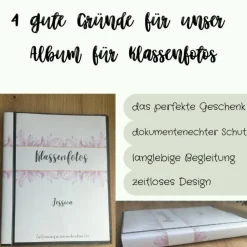 personalisierbares Fotoalbum zur Aufbewahrung von Klassenfotos im Kunststoff Hardcover, mit 20 dokumentenechten Folien